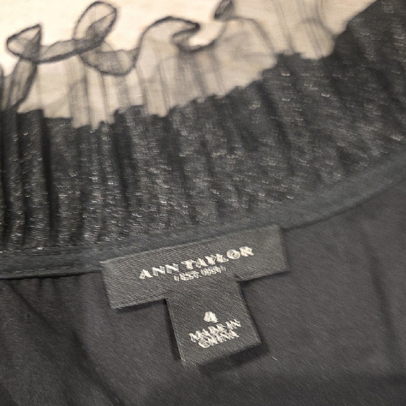 Ann Taylor Black Ruffled Long Sleeve Blouse - Picture 7 of 7